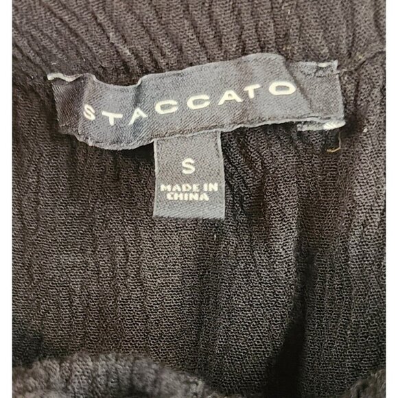 Staccato Shirt Womens Small Black Ruffled Floral Embroidered Boho Tunic Blouse - Picture 3 of 11